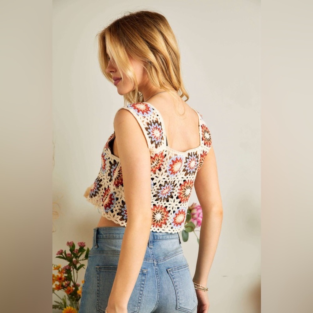 Multi Color Crochet Crop Top - Picture 5 of 5
